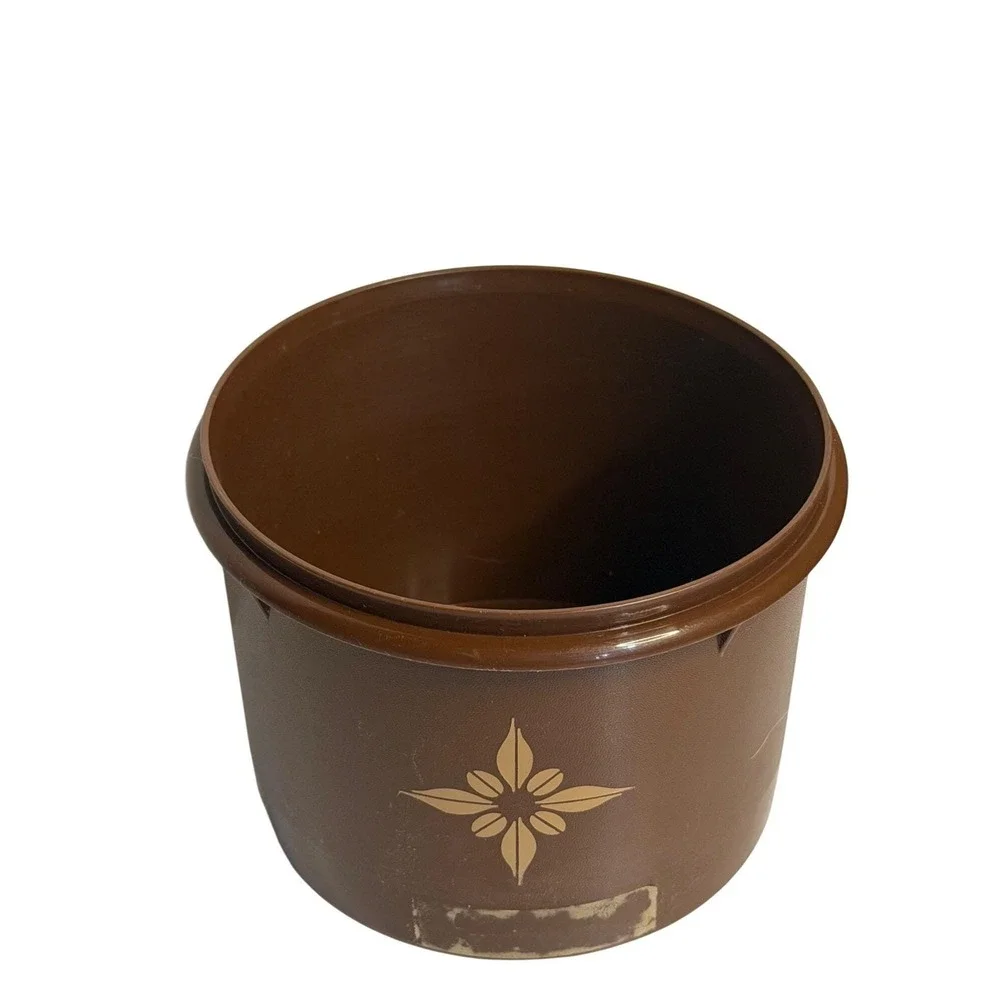 VTG 80s Tupperware Brown Servalier Canister USA Made Durable No-Lid Kitchenware‎